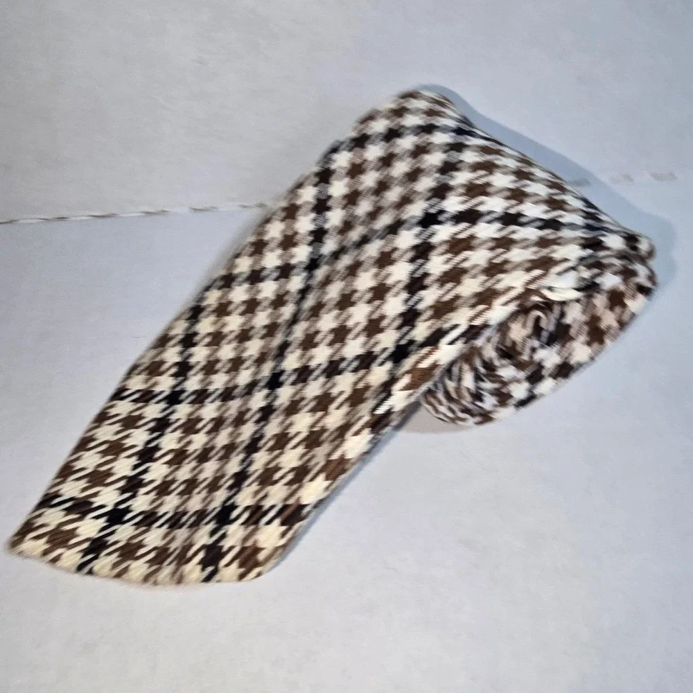VINTAGE‎ Multi-browns & Cream Colored Checkered Men's Tie